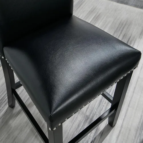 Vista 5 de LEEMTORIG Juego de 2 taburetes de bar, de piel sintética de 24 pulgadas de altura de mostrador, taburetes de bar tapizados sin brazos con respaldo