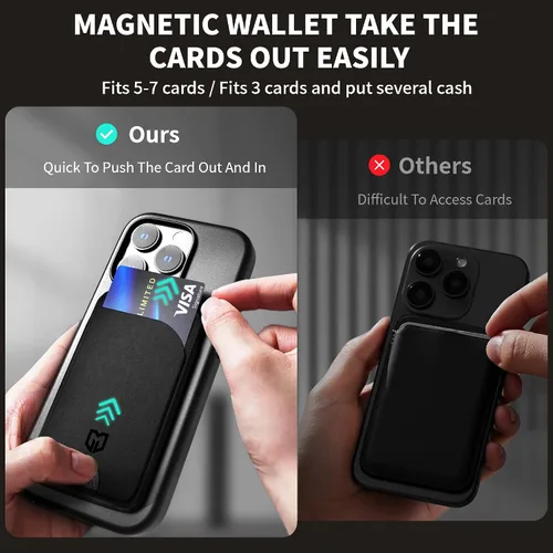 Vista 3 de MURADIN Cartera magnética para iPhone 16/15, para iPhone cartera para iPhone para tarjeteros Mag Safe para iPhone 14/13/12/16 Pro/Plus/Max/15 Pro/14
