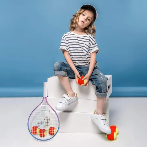 Vista 5 de Raqueta de tenis para niños de 17 a 25 pulgadas, el mejor kit de inicio para niños de 4 años en adelante con bolsa de correa para el hombro y mini