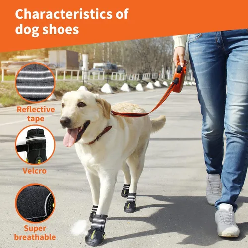 Vista 3 de DcOaGt Zapatos para perros de tamaño pequeño, botas antideslizantes Negro
