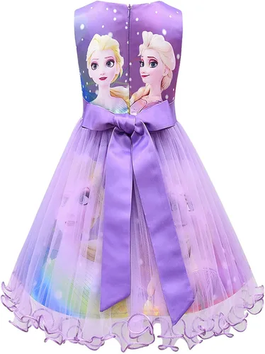 Vista 2 de KidWorld Princess Snow Costume Party Dress Little Girls Queen Cosplay Dress up with beautiful hairpins