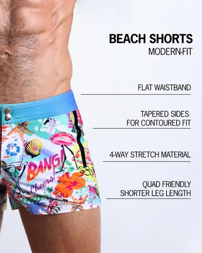Vista 141 de Bang Men's Swimwear - Beach Shorts - Stretchy Quick-Dry All-Use Premium Swimsuit Trunk Square Cut