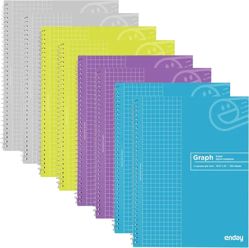 Vista 8 de Emraw Enday - Cuaderno de papel cuadriculado (paquete de 4), cuaderno de espiral de papel cuadriculado, cuaderno de gráficos, cuaderno de papel