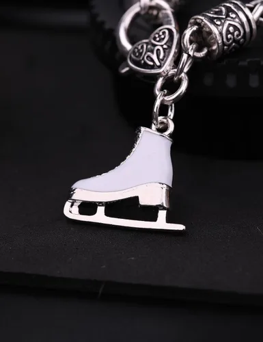 Vista 5 de My Shape Pulsera con dije de patinaje artístico de cristal turquesa 3D para niñas, joyería de moda, aleación