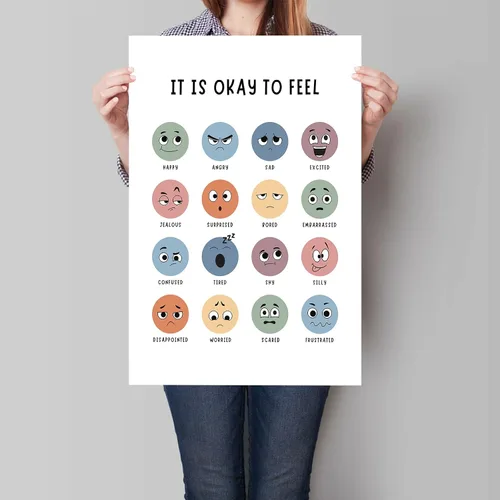 Vista 2 de Lienzo decorativo para pared, diseño bohemio de salud mental imprescindible para profesores, divertido póster de esquina social y emocional