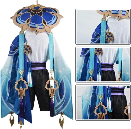 Vista 6 de Wanderer - Conjunto de ropa de cosplay de Genshin Impact Kunikuzushi para juegos de rol, conjunto de ropa de cómic