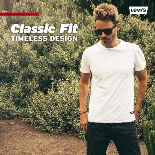 Vista 3 de Levi's Paquete de 4 camisetas ligeras de cuello redondo para hombre, 100% algodón