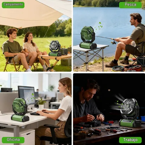 Vista 7 de UUYEE Ventilador de camping recargable, ventiladores a batería - verde