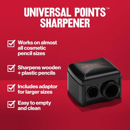 Vista 3 de Revlon Sacapuntas Universal, Sacapuntas de Maquillaje para Lápices de Maquillaje de Madera y Plástico, Se Adapta a Lápices Pequeños y Grandes