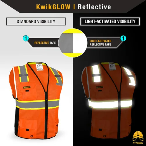 Vista 3 de KwikSafety BIG KAHUNA Safety Vest Class 2 ANSI OSHA Hi Vis Reflective Vest