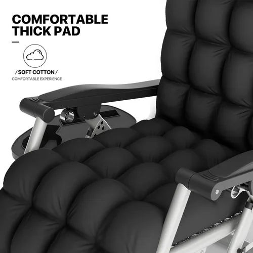 Vista 6 de MoNiBloom Silla reforzada de gravedad cero, tumbona plegable para piscina y playa, tumbona de bronceado portátil con cojín, reposacabezas y bandeja