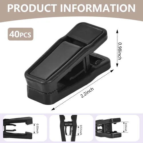 Vista 2 de KISEER Juego de 40 clips de plástico para colgar bebés de línea delgada para colgar ropa de terciopelo (negro)