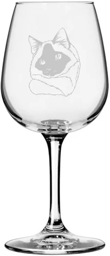 Vista 99 de Copa de vino de 12.75 onzas con temática de gato abisinio grabada para todo uso