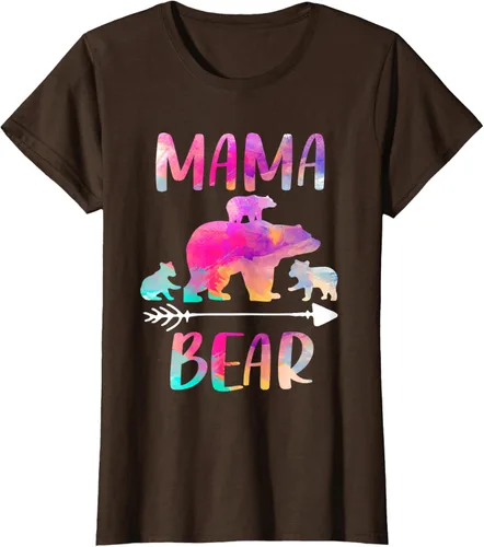Vista 17 de Bear Matching Family Outfits, Funny Mama Bear Three Cubs T-Shirt Negro