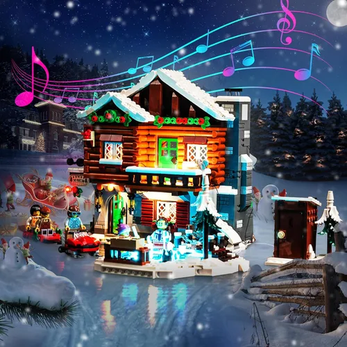 Vista 5 de BrickBling Kit de iluminación LED compatible con Lego Alpine Lodge Winter Village, luces de versión musical compatibles con luces Lego 10325