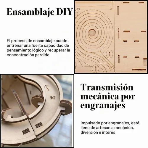 Vista 4 de Rompecabezas de madera 3D en forma de pista de mármol para adultos - Kit de modelo de rompecabezas mecánicos de bricolaje para armar. Artesanías