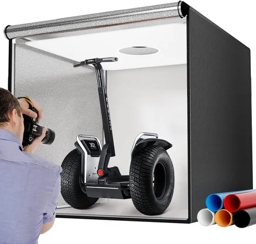 Vista 12 de Takerers Caja de Luz de Estudio Fotográfico de 12"x12"x12" con Cabina de Fotografía con 120 LEDs, 3000-5700K Ajustable, 6 Fondos de Colores, Carpas