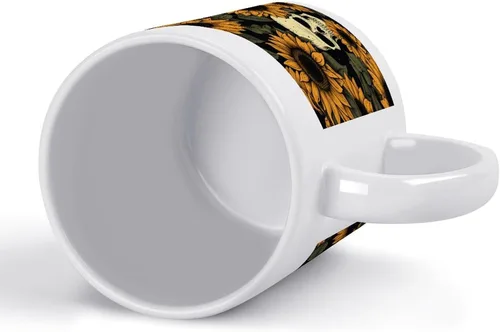 Vista 3 de Tazas de Halloween con diseño de calavera de girasol para café de cerámica, diseño de esqueleto, vintage, regalo para el día de la madre, regalo