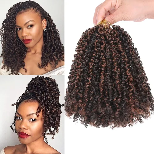 Vista 15 de Unionbeauty - Paquete de 8 trenzas de ganchillo Yanky Twist de 6 pulgadas, 8 paquetes, color negro natural, micro Passion Twist, extensiones