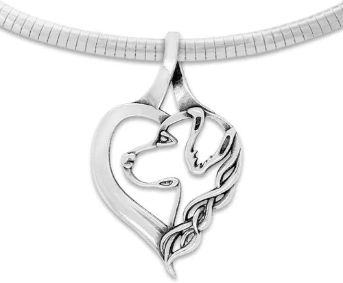 Vista 4 de Collar con colgante de corazón Golden Retriever, regalos de joyería para madres Golden Retriever, Plata esterlina, No es una piedra preciosa
