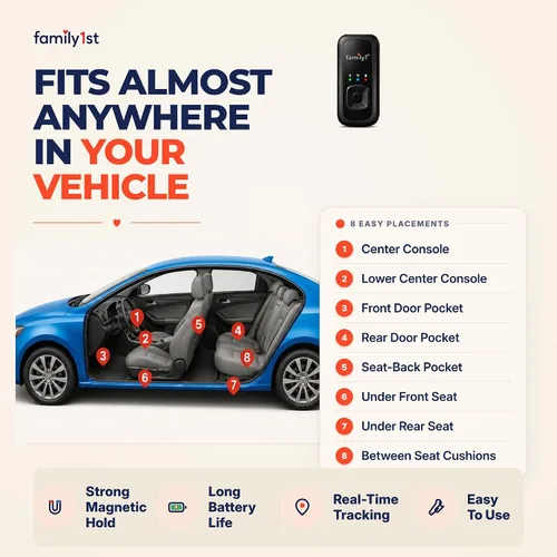 Vista 4 de Family1st Rastreadores GPS para vehículos, automóviles, camiones, seres queridos, seguimiento en tiempo real con aplicación, seguimiento oculto
