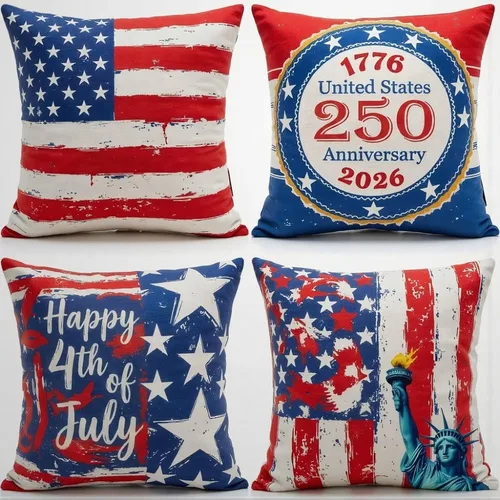 Vista 68 de ArogGeld 250th Anniversary USA Patriotic Throw Pillow Covers 18 X 18 Inch Independence Day Red and Blue Sunflower Love Heart God Bless America