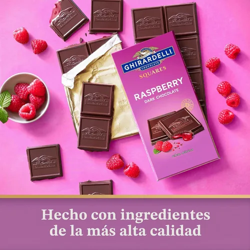 Vista 5 de GHIRARDELLI Barra cuadrada de chocolate amargo frambuesa, barra de 4.8 onzas (paquete de 10)