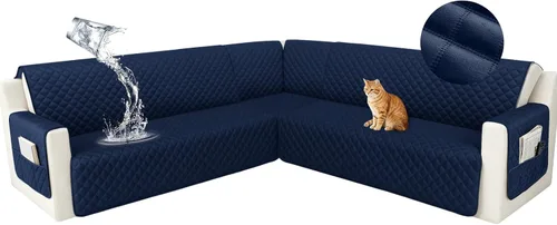 Vista 23 de HDCAXKJ Funda seccional de esquina impermeable para sofá de terciopelo en forma de L, fundas para sofá para mascotas, perros, suaves, resistentes