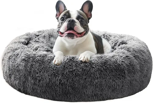 Vista 46 de JOLLYVOGUE - Cama calmante para perros y gatos pequeños y medianos, antiansiedad, redonda, suave, acogedora con parte inferior antideslizante