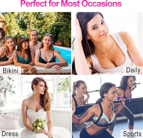 Vista 6 de Yofidra Silicone Bra Inserts and Breast Enhancers, Add 2 Cups, Breathable, Reusable,1 Pair (Soild, L)