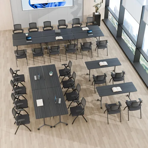 Vista 2 de Mesa de conferencias plegable, mesa de sala de conferencias con ruedas, mesa de conferencias plegable modular, mesas de reuniones de entrenamiento