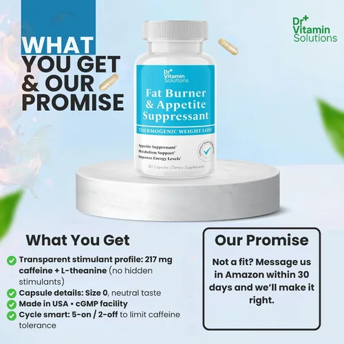 Vista 4 de Quemador de grasa para mujeres y hombres – Supresor del apetito para bajar de peso – Pastillas con potenciador de metabolismo suplemento termogénico