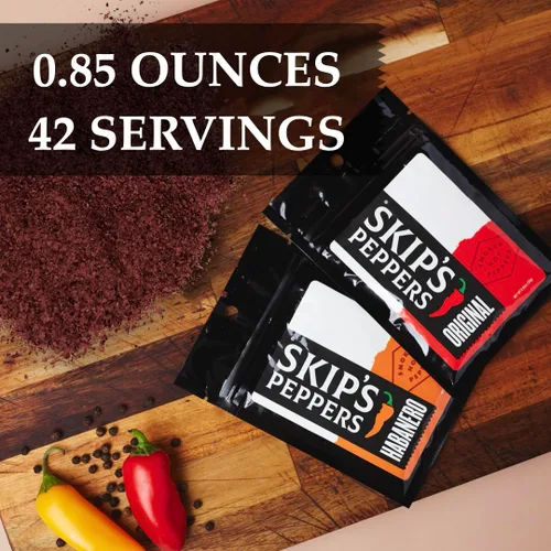 Vista 4 de Skips Peppers - Mezcla de Habanero, 0.85 oz - Habanero molido de pimientos ahumados, lleno de calor, perfecto para recetas de chile, pescado