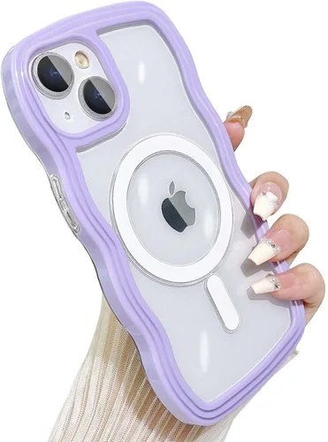Vista 19 de Yeddabox Magsafe - Funda compatible con iPhone 13, diseño de ondas, lindo marco de colores de caramelo con ondas de agua, a prueba de golpes