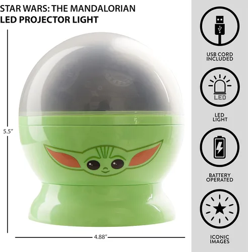 Vista 2 de Star Wars The Mandalorian con proyección LED giratoria Grogu Lámpara para niños y luz nocturna