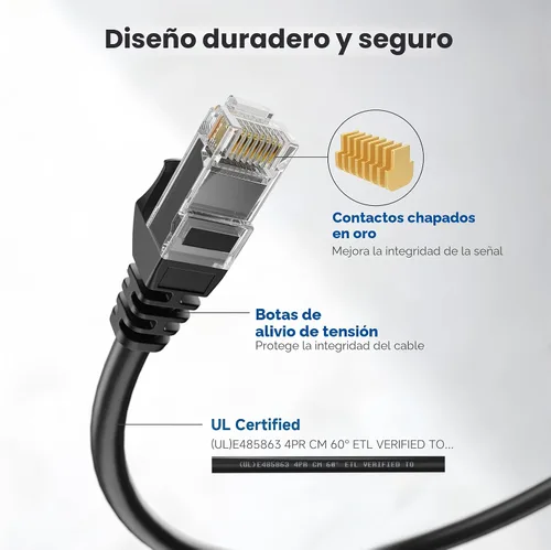 Vista 4 de Cable Matters Cable Ethernet Snagless Cat 6 de 10 Gbps, 5 pies, color negro 24 AWG cobre desnudo, RJ45 chapado en oro, PoE++, ancho de banda