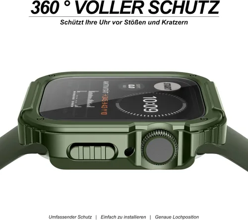 Vista 3 de Recoppa para Funda Resistente Apple Watch 38mm Series 3/2/1 con Protector de Pantalla, Cubierta Protectora a Prueba de Caídas Grado Militar Quattro