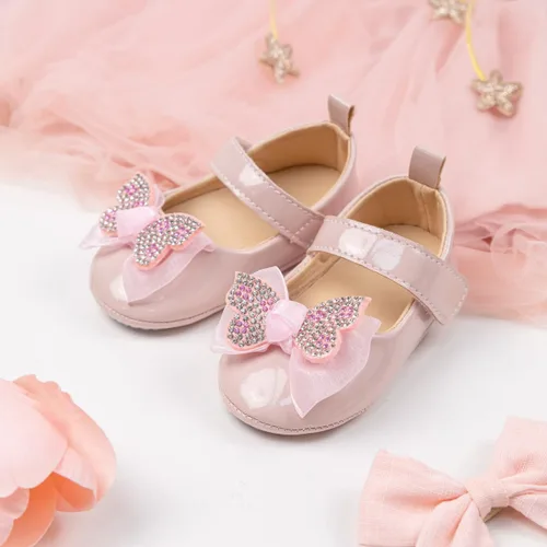 Vista 4 de Zapatos planos Mary Jane para bebés y niñas, suela de goma antideslizante con Bownot para primeros pasos, zapatos de vestir de boda de princesa