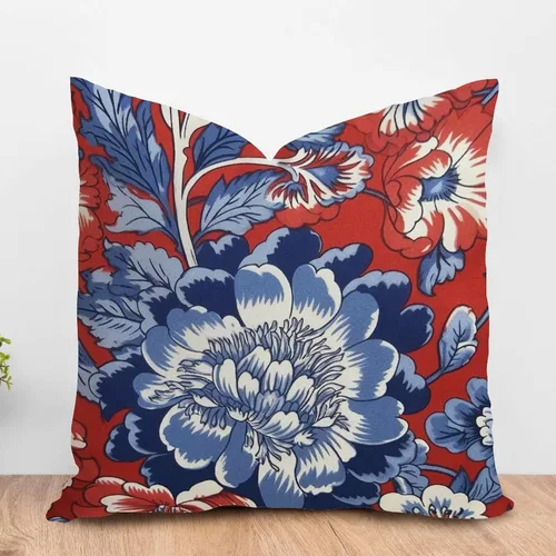 Vista 107 de ArogGeld Funda de cojín con flores verdes y blancas con flores grises y negras y hojas verdes en estilo chinoiserie, funda de almohada cuadrada