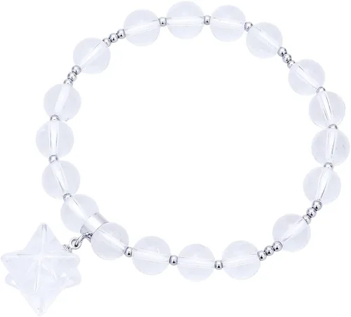 Vista 2 de SUNYIK Merkaba Stone Bracelet for Women Men, Healing Crystal Round Bead Stretch Wristband 7" Strand