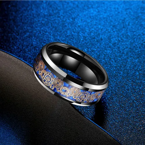 Vista 6 de Anillo de carburo de tungsteno para hombre de 0.315 in (0.315 in), anillo de carburo de tungsteno, punk, gótico, motociclista, cóctel, fiesta