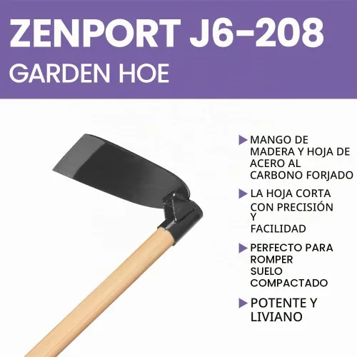 Vista 3 de Zenport Azada J6-208 con mango de madera de 53 pulgadas, acero