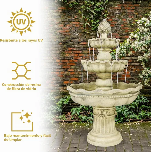 Vista 4 de Sunnydaze - Fuente de agua de 3 niveles de 51 pulgadas, fuente eléctrica para exteriores con parte superior de piña, función de agua para patio al