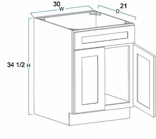 Vista 2 de Lavabo de baño blanco con base de coctelera de 24"/30"/36" de ancho, armario listo para montar (30" de ancho)