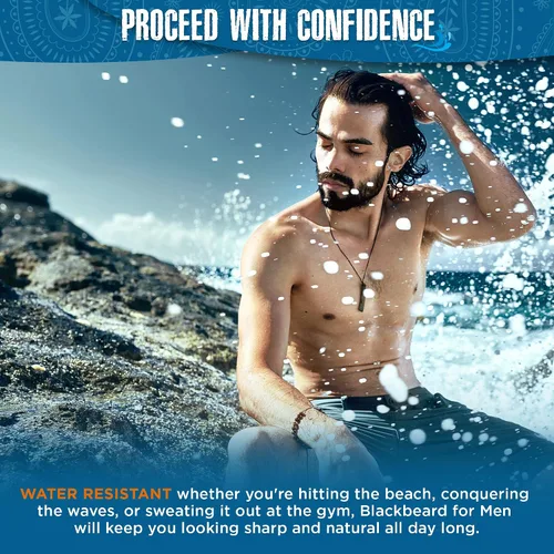 Vista 3 de Blackbeard para hombres Color de barba instantáneo – Barba, bigote, cejas y patillas todo el día – Tinte hipoalergénico temporal para barba, Marrón