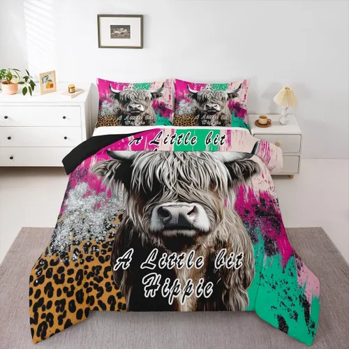 Vista 15 de Erosebridal Juego de ropa de cama de guepardo con rosa roja, juego de edredón con estampado de leopardo y gato, edredón romántico de plumón, Multi 03