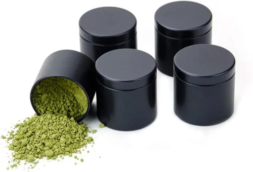 Vista 9 de Caja de lata pequeña con tapas herméticas para almacenamiento de café, té, caramelos, hojas sueltas, té, latas de té, 5 unidades (cinco colores, S)