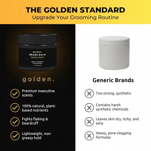 Vista 3 de Golden Grooming - Bálsamo para barba – Domina los flaways y promueve un crecimiento más grueso, cera de peinado natural con manteca de karité