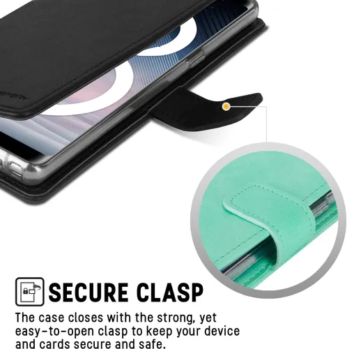 Vista 3 de GOOSPERY Blue Moon Wallet para Samsung Galaxy Note 8 Case (2017) Funda de cuero con tapa (Negro)