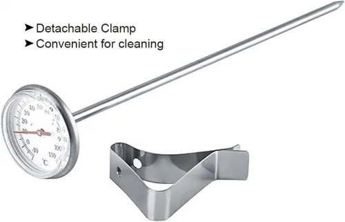 Vista 5 de Termómetro de aceite para freír con clip, termómetro de caramelo para hacer dulces, termómetro de cocina de acero inoxidable para líquidos